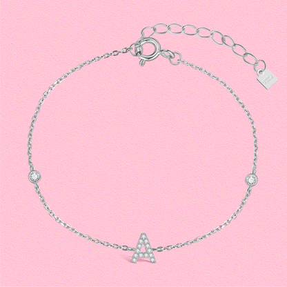 Yumato S925 Sterling Silver 26 letters  Bracelet（7 in）Gifts for yourself, girl, lover,friend BR01