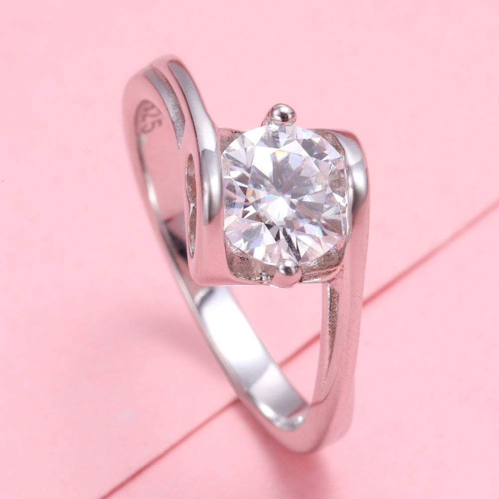 Moissanite S925 Sterling Silver Unique Rings, Trendy Valentine Wedding Birthday Anniversary Jewelry Gift Size 6 7 8 9 M37-M48