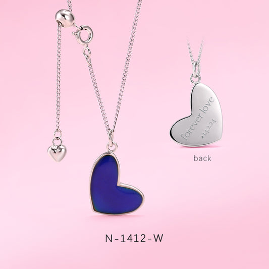 Yumato Customized Engravable Enamel Heart Name Necklace for Women, 925 Sterling Silver Color Change Handmade Pedant Necklace (1pc) N02 N-1412