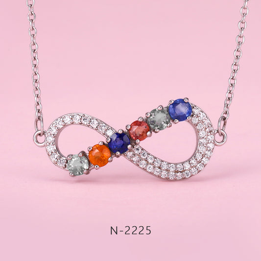 Infinite Design Natural Sapphire Gemstone Fashion Necklace in 925 Sterling Silver C121 N-2225