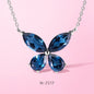 Butterfiy Natural Blue Topaz Gemstone Fashion Necklace in 925 Sterling Silver C310 N-2517