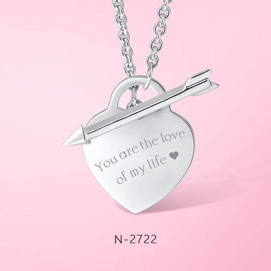 Yumato S925 Sterling Silver Love letter design Necklace Beat choice gift for Girlfirend, dating, party, leisure occasion N-2722