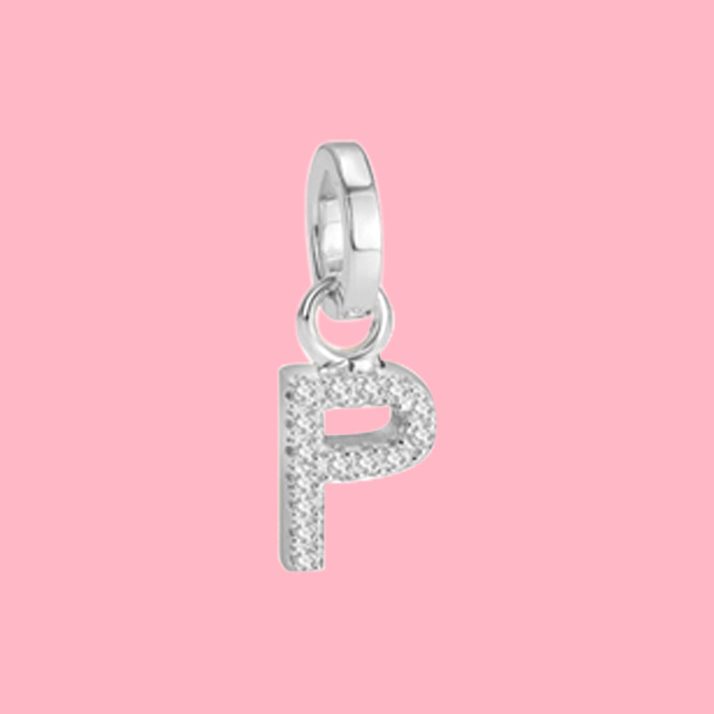 Yumato S925 Sterling Silver 26 Letter DIY Pendant Love Bracelet (Free Choice Style) Fashion Pendant Gifts for yourself, girl, lover,friend P01