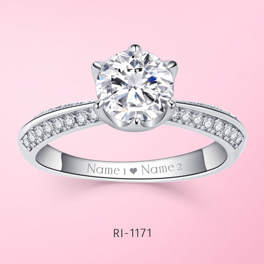 Yumato Jewelry Elegant Moissanite Ring (Size6-9), Engraved your Name , Words having special meaning, Popular design, Customized Jewelry Gifts for yourself your lover RI-1771