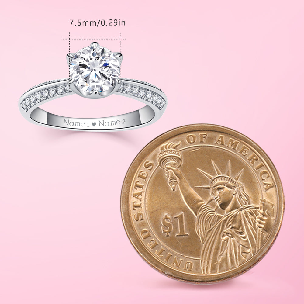 Yumato Jewelry Elegant Moissanite Ring (Size6-9), Engraved your Name , Words having special meaning, Popular design, Customized Jewelry Gifts for yourself your lover RI-1771