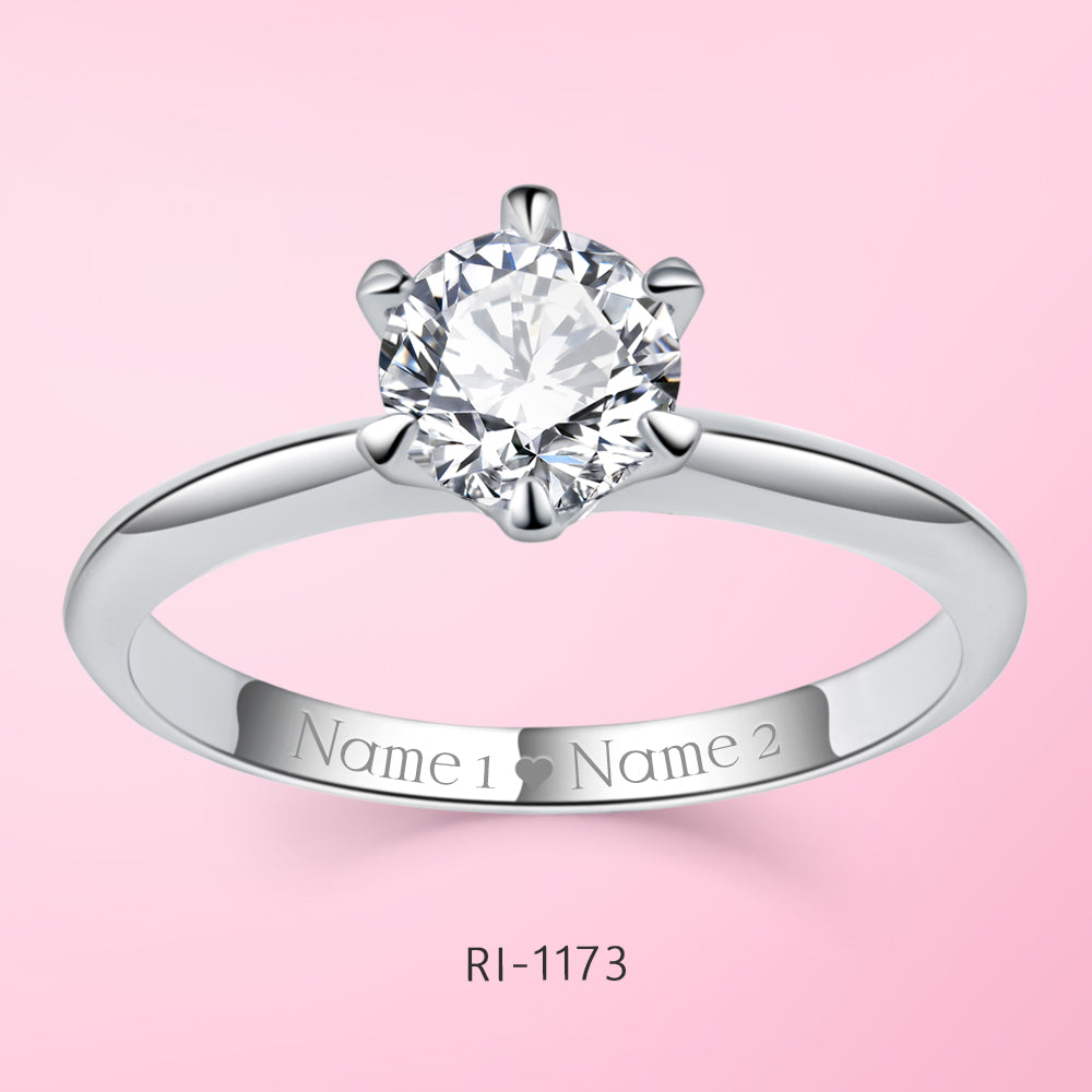 Yumato Jewelry Elegant Moissanite and Birthstone Ring (Size6-9), Engraved your Name , Words having special meaning, Popular design, Customized Jewelry Gifts for yourself your lover RI-1773