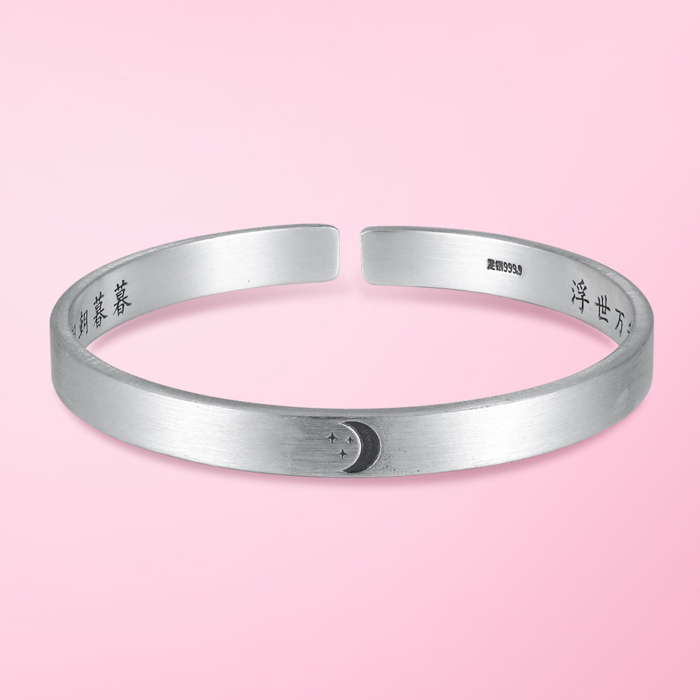 Jewelry Elegant Moom and Sun Bangles, Engraved Name, Words having special meaning, Popular design, Customized Jewelry Gifts for yourself your lover BR-3168