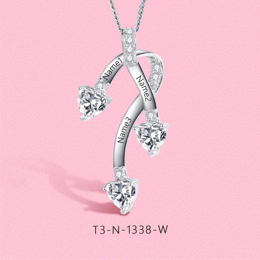 Yumato S925 Sterling Silver Letter Pendant Engraved Name Birthstone, Elegent Moissanite Customized Gifts for Mom, Friends, Female 1338