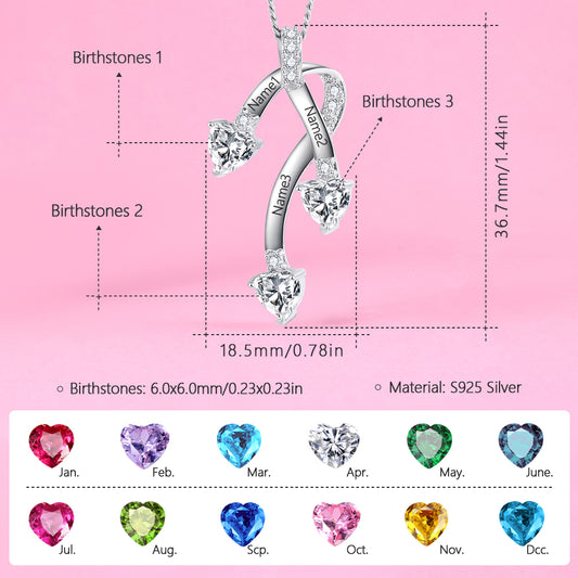 Yumato S925 Sterling Silver Letter Pendant Engraved Name Birthstone, Elegent Moissanite Customized Gifts for Mom, Friends, Female 1338