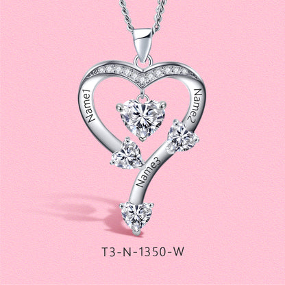 Yumato S925 Sterling Silver Letter and Heart Pendant Engraved Name Birthstone, Elegent Moissanite Customized Gifts for Mom, Friends, Female 1350