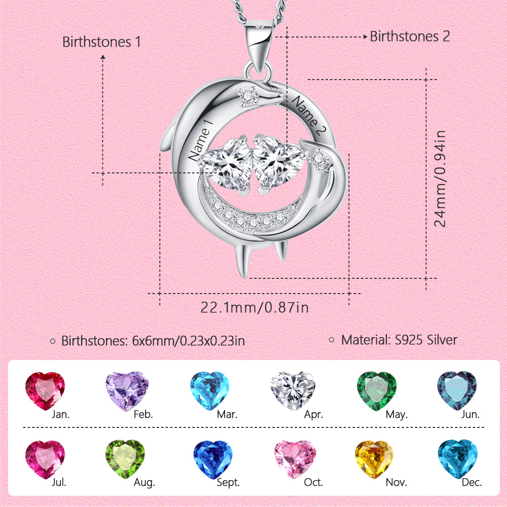 Yumato S925 Sterling Silver Pendant Engraved Name Birthstone, Elegent Moissanite Customized Gifts for Mom, Friends, Female 1352