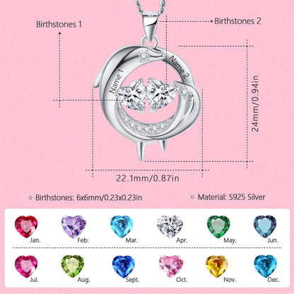 Yumato S925 Sterling Silver Pendant Engraved Name Birthstone, Elegent Moissanite Customized Gifts for Mom, Friends, Female 1352