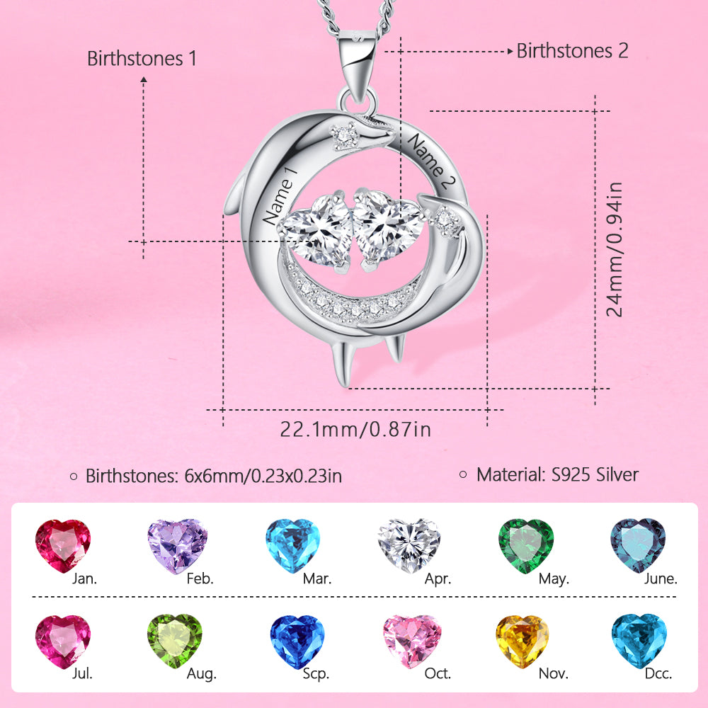 Yumato S925 Sterling Silver Pendant Engraved Name Birthstone, Elegent Moissanite Customized Gifts for Mom, Friends, Female 1352