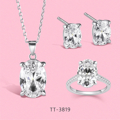 S925 Sterling Silver Oval Pigeon Egg Style Set Series 3819