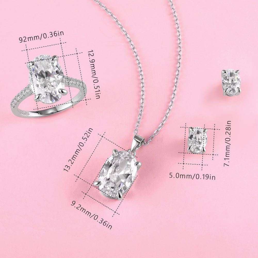 S925 Sterling Silver Oval Pigeon Egg Style Set Series 3819