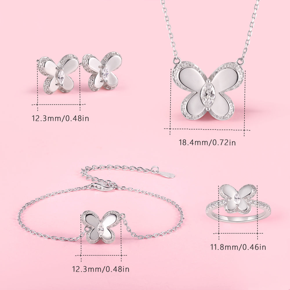 Silver butterflies flying, dreams bloom - S925 silver butterfly set, encounter romance