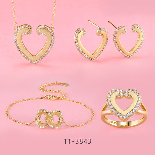 S925 Sterling Silver Vintage Heart-shaped Style Set Series