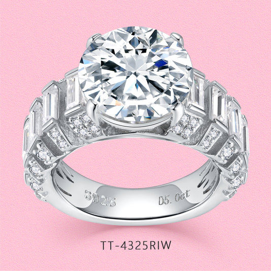 Yumato luxurious 5ct Moissanite square diamond ring R4325