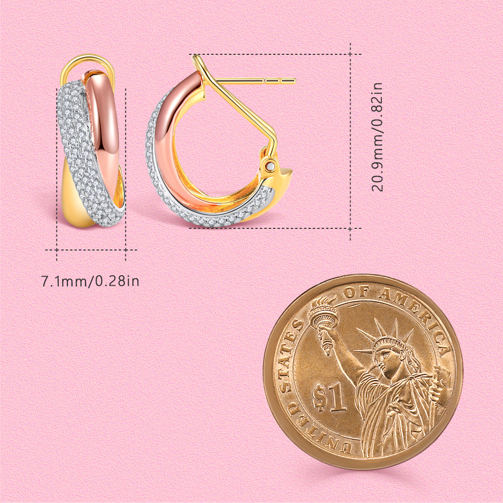 Yumato Three-ring wrapped S925 pure silver light luxury high-end ear clasp E4425