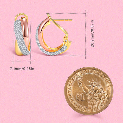 Yumato Three-ring wrapped S925 pure silver light luxury high-end ear clasp E4425