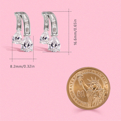 Yumato S925 sterling silver high-end design double-row diamond drop ear studs E4489