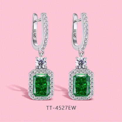Yumato Laboratory-grown emerald luxury party earrings  E4527