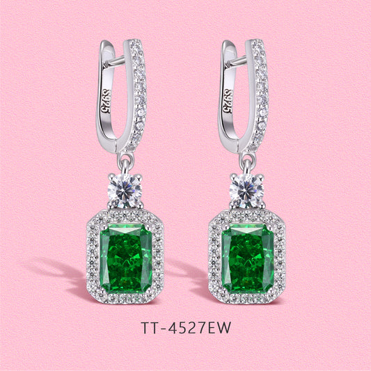 Yumato Laboratory-grown emerald luxury party earrings  E4527