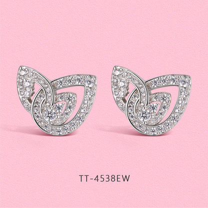Yumato S925 sterling silver double-leaf water-drop high-end feel ear studs E4538