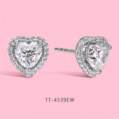Yumato Moissanite and cultivated gemstone sweet heart-shaped stud earrings and necklaces