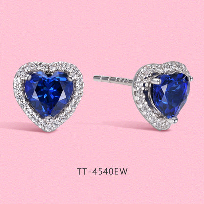Yumato Moissanite and cultivated gemstone sweet heart-shaped stud earrings and necklaces