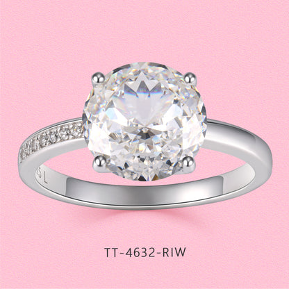 Yumato S925 sterling silver 4-carat single diamond ring set with laboratory-grown gemstones