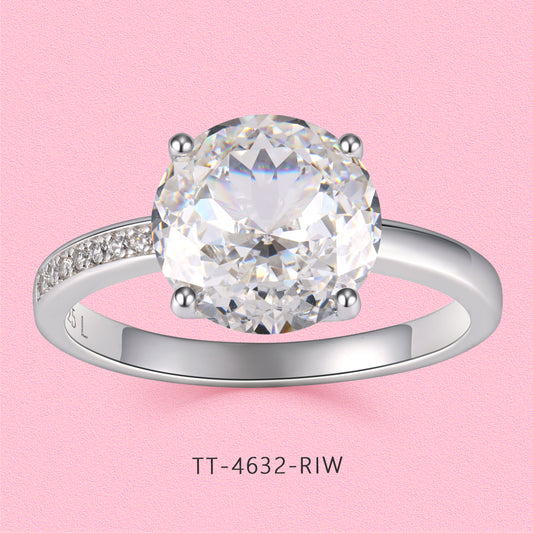 Yumato S925 sterling silver 4-carat single diamond ring set with laboratory-grown gemstones