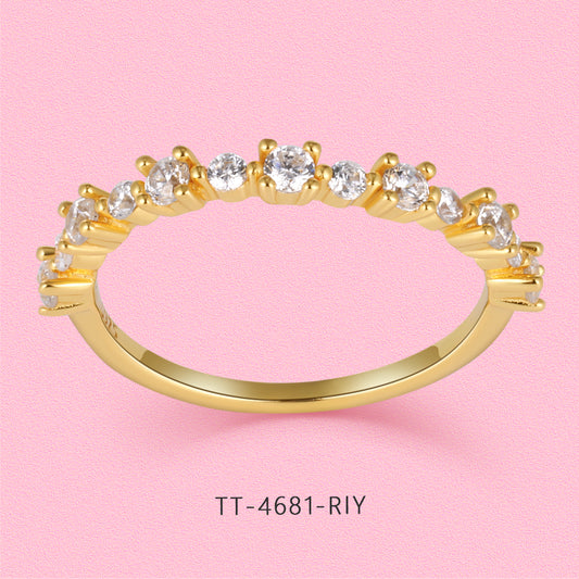 Yumato S925 sterling silver distinctive half-ring diamond row ring