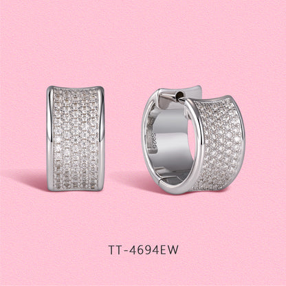 Yumato Luxurious full-diamond earrings, necklace and ring set