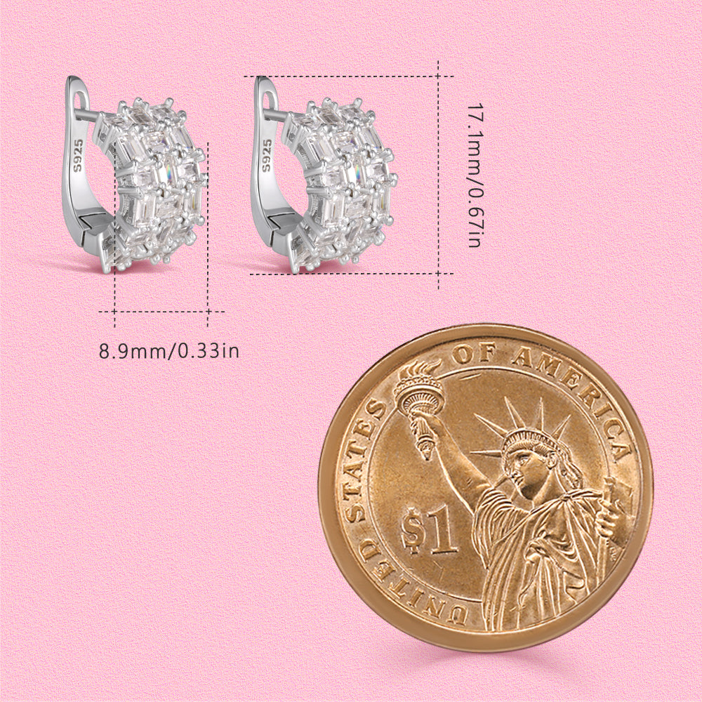 Yumato S925 sterling silver woven design inlaid with laboratory-grown drill ear studs