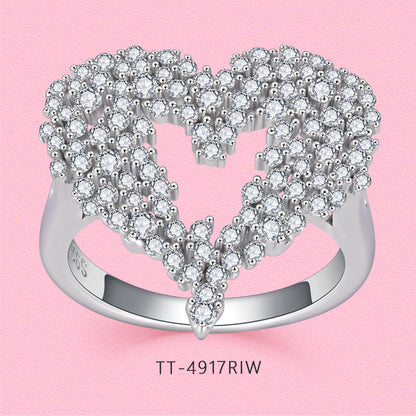 Yumato S925 sterling silver studded with starry heart jewelry set