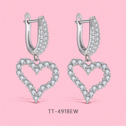 Yumato S925 sterling silver studded with starry heart jewelry set