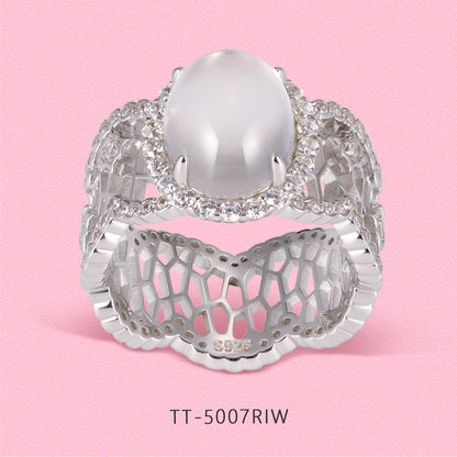 Yumato Clear natural ice type Full Diamond Ring Stud Necklace set