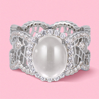 Yumato Clear natural ice type Full Diamond Ring Stud Necklace set