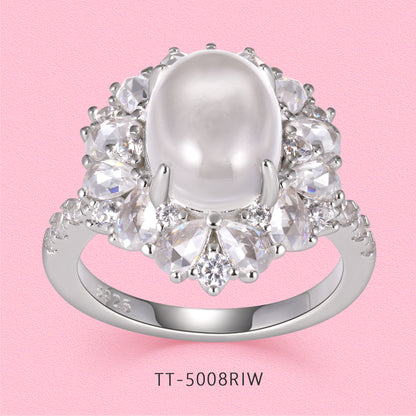 Yumato Clear natural ice type Full Diamond Ring Stud Necklace set