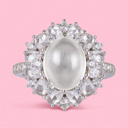 Yumato Clear natural ice type Full Diamond Ring Stud Necklace set