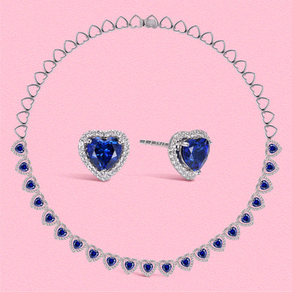 Yumato Moissanite and cultivated gemstone sweet heart-shaped stud earrings and necklaces
