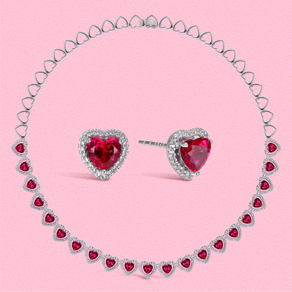 Yumato Moissanite and cultivated gemstone sweet heart-shaped stud earrings and necklaces