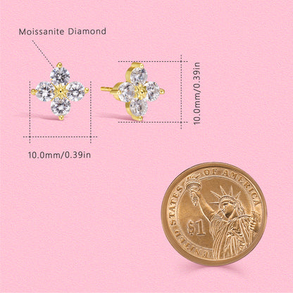 Yumato Shining Morning Star Clover S925 sterling silver stud earrings E4547