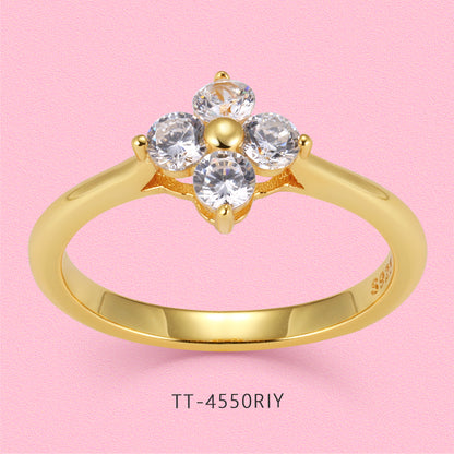 Yumato Shining Morning Star Clover S925 sterling silver ring