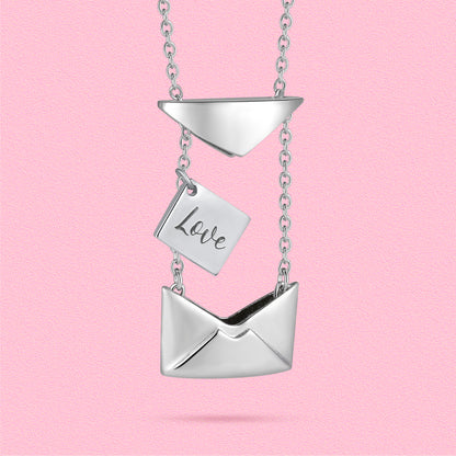 Yumato Free engraved couple love letter envelope S925 sterling silver necklace christmas gift