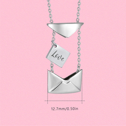 Yumato Free engraved couple love letter envelope S925 sterling silver necklace christmas gift