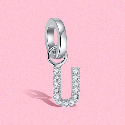 Yumato S925 Sterling Silver 26 Letter DIY Pendant Love Bracelet (Free Choice Style) Fashion Pendant Gifts for yourself, girl, lover,friend P01