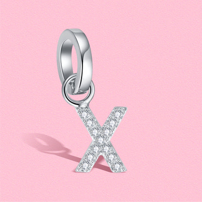 Yumato S925 Sterling Silver 26 Letter DIY Pendant Love Bracelet (Free Choice Style) Fashion Pendant Gifts for yourself, girl, lover,friend P01