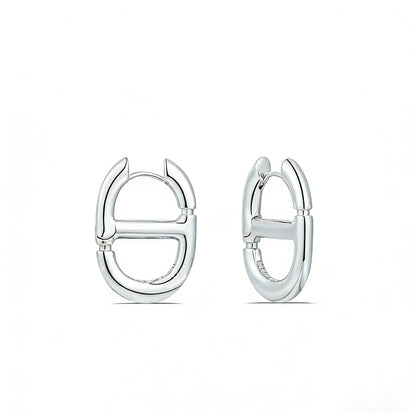 yumato Horse Nose Stud Hoop Earrings S925 Sterling Silver Personalized Simple High-End Ear Clips Fashionable Commuter Versatile Earrings
